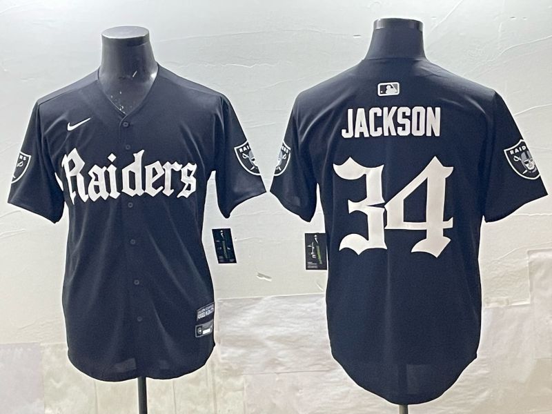 Men 2025 Oakland Raiders #34 Jackson black 6th generation Joint Name Nike Limited NFL Jersey style 01